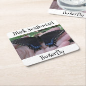 ブラックアゲハチョウバタフライ#1 スクエアペーパーコースター (アングル)