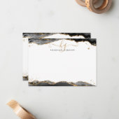 ブラックアゲートゲーデモノグラムスクリプト金ゴールドグリッター ノートカード (正面/裏面インサイチュ)