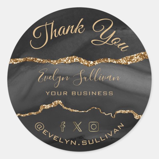 ブラックアゲートサンキュークラシックラウンドステッカー ラウンドシール (正面)