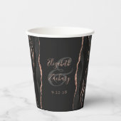 ブラックアゲートバラ金ゴールドグリッタースクリプ結婚ト 紙コップ (正面)