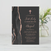 ブラックアゲートバラ金ゴールドグリッターファーストホーリーコミュニオン 招待状 (スタンド正面)