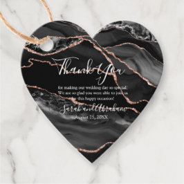 ブラックアゲートバラ金ゴールドグリッター結婚式の引き出物ラベル フェイバータグ