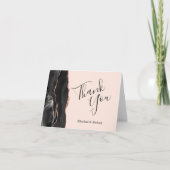 ブラックアゲートバラ金ゴールド結婚赤面サンキュー カード (正面)