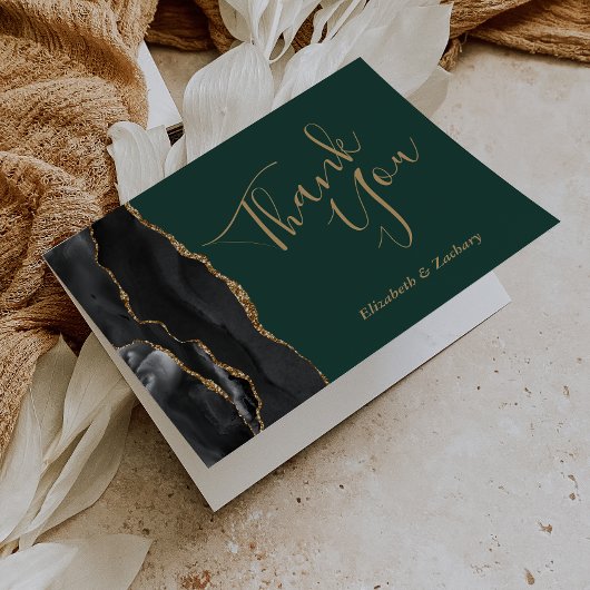 ブラックアゲート金ゴールドエメラルドグリーン結婚ズありがとうありがとう カード