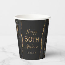 ブラックアゲート金ゴールドグリッターダーク50誕生日