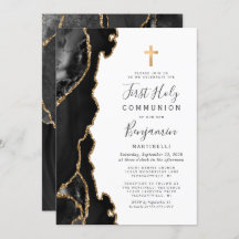 ブラックアゲート金ゴールドグリッターファーストホーリーコミュニオン