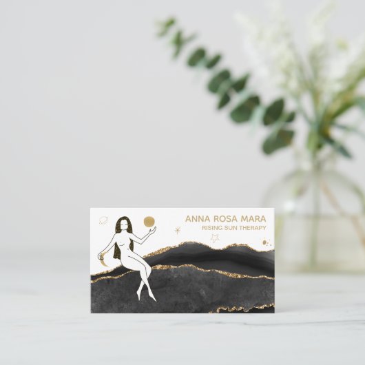 *~*ブラックアゲート金ゴールドグリッター女神シテリア 名刺 (スタンド正面)