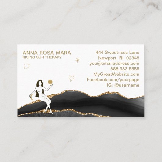 *~*ブラックアゲート金ゴールドグリッター女神シテリア 名刺 (裏面)