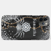 ブラックアゲート金ゴールド&ダイヤモンドアクセント Case-Mate iPhoneケース (裏面(横))