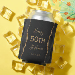 ブラックアゲート ゴールド ダーク 50歳の誕生日パーティー 缶クーラー