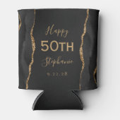 ブラックアゲート ゴールド ダーク 50歳の誕生日パーティー 缶クーラー (正面)