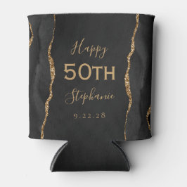 ブラックアゲート ゴールド ダーク 50歳の誕生日パーティー 缶クーラー