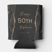 ブラックアゲート ゴールド ダーク 50歳の誕生日パーティー 缶クーラー (裏面)