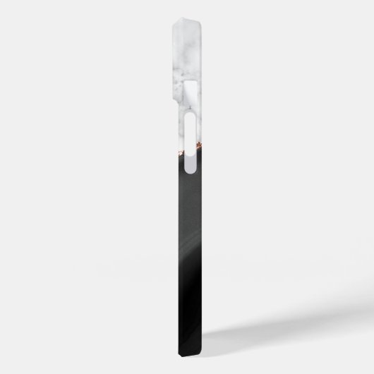 ブラックアゲート ローズゴールド ホワイト大理石 モノグラム Case-Mate iPhoneケース (裏面 / 左)