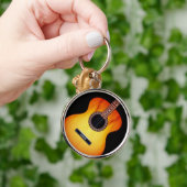 ブラックアコースティックギターキーチェーン キーホルダー (手)