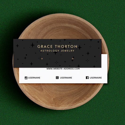 ブラックアストロロジスタスタッドイヤリングディスプレイカード スキニー名刺