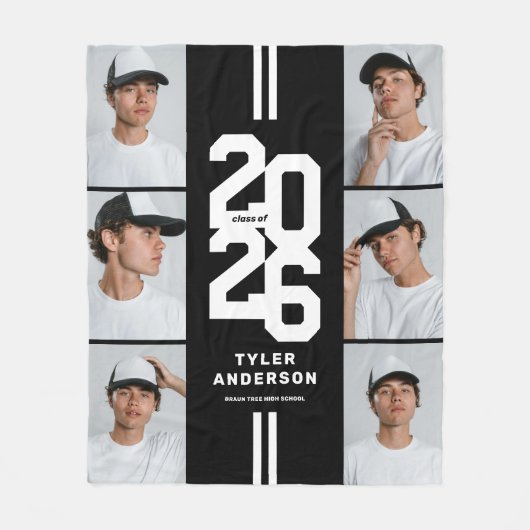ブラックアスレチック大学院写真部卒業 フリースブランケット (正面)