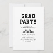 ブラックアスレティックフォトコラージュ卒業パーティー 招待状 (裏面)