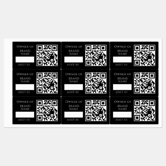 ブラックアセットQR | カスタム会社資産管理 ラベル (シート)