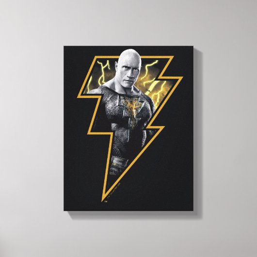ブラックアダムグレーと金ゴールド稲妻グラフィック キャンバスプリント (正面)