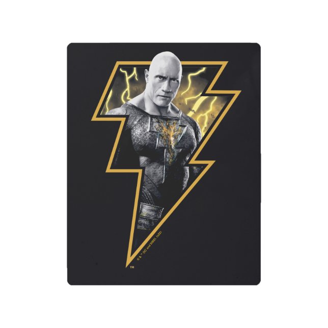 ブラックアダムグレーと金ゴールド稲妻グラフィック メタルプリント (正面)