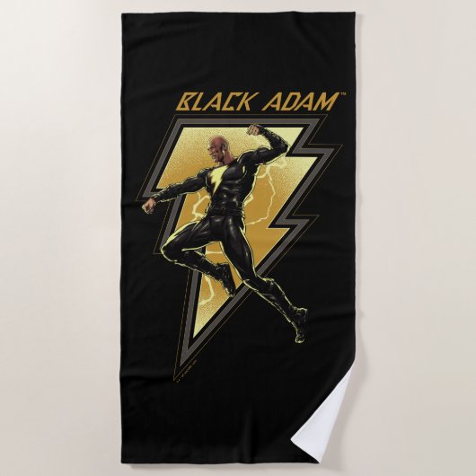 ブラックアダム稲妻ボルトキャラクターイラストレーション ビーチタオル (正面)