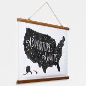 ブラックアドベンチャー待ちアメリカ地図キッズルームデコール 吊り下げ型タペストリー (傾斜あり)