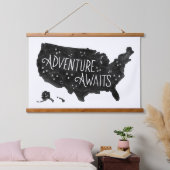 ブラックアドベンチャー待ちアメリカ地図キッズルームデコール 吊り下げ型タペストリー (寝室)