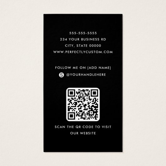 ブラックアドロゴソーシャルメディアQRコード名刺 (裏面)