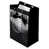 ブラックアニマルプリント/ボウ/抱き枕 ミディアムペーパーバッグ (正面アングル)