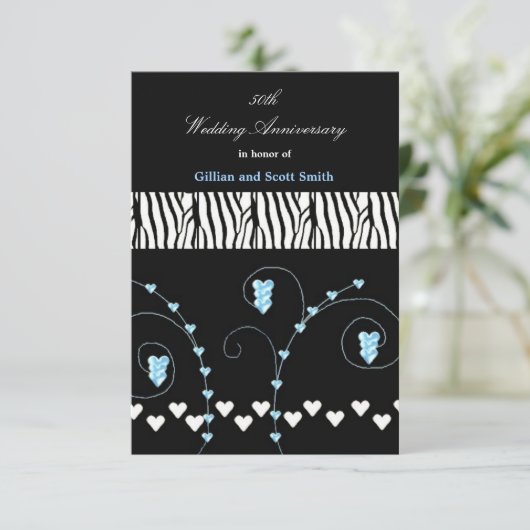ブラックアニマル プリント 50周年 誕生日招待状 招待状 (スタンド正面)