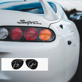 ブラックアビエーターサングラスに'Fly Girl'スクリプト，おもしろい バンパーステッカー