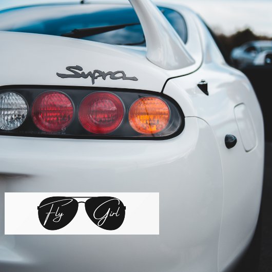 ブラックアビエーターサングラスに'Fly Girl'スクリプト，おもしろい バンパーステッカー