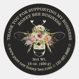 ブラックアピールハニービーとハートありがとう ラウンドシール