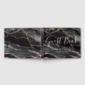 ブラックアフォーマルゲートバラ金ゴールド結婚グリッター ゲストブック (全面)