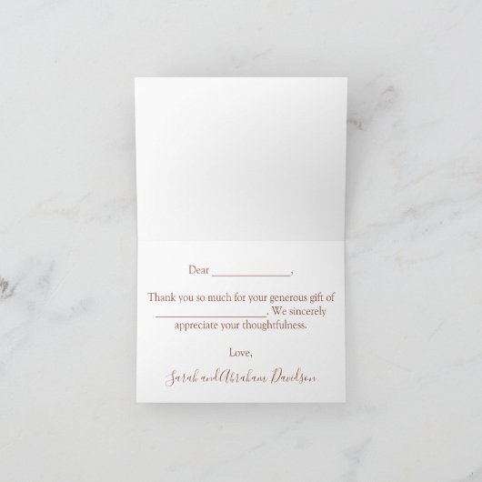 ブラックアフォーマルゲート金ゴールド結婚グリッター サンキューカード (内部)