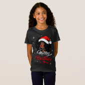 ブラックアフリカガールアメリカンサンタクリスマスメラニ Tシャツ (正面フル)