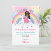 ブラックアフリカプリンセスレインボーユニコーン誕生日 サンキューカード (スタンド正面)