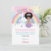 ブラックアフリカプリンセスレインボーユニコーン誕生日 サンキューカード (スタンド正面)