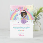 ブラックアフリカプリンセスレインボーユニコーン誕生日 サンキューカード (スタンド正面)