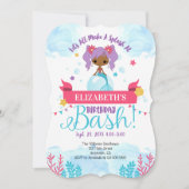 ブラックアフリカンマーメイド誕生日招待状 招待状 (正面)