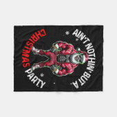 ブラックアフリカ系アメリカ人のサンタクロースのクリスマスパジャマ フリースブランケット (正面(横))