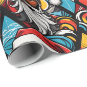 ブラックアフロアメリカンサンタクロース都市グラフィティ ラッピングペーパー (ロールコーナー)