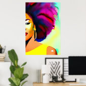 ブラックアフロウーマンウォーターポートレートVII ポスター (ホームオフィス)