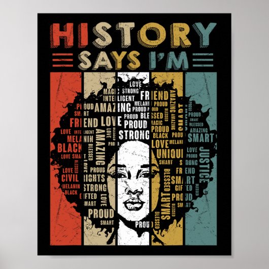 ブラックアフロ女性メラニン少女ブラックヒストリー月 ポスター (正面)