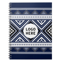 ブラックアブストラクトエスニックジオメトリックパターンロゴ ノートブック