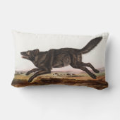 ブラックアメリカン・ウルフ（キャニス・ルパス）イラストレーション ランバークッション (裏面)