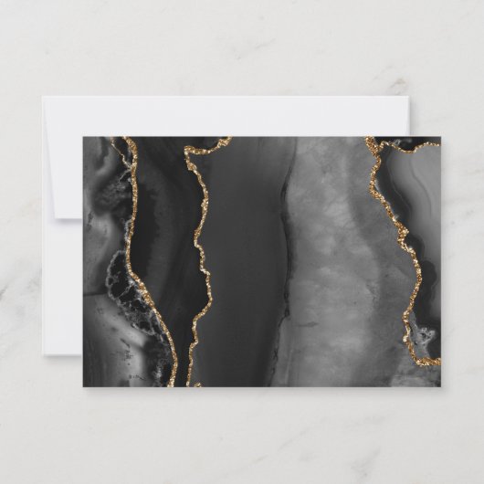 ブラックアモダンゲート金ゴールドグラム結婚ズ 出欠カード (裏面)