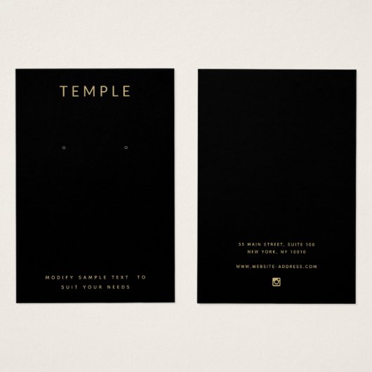 ブラックアモダンーリングエレガントディスプレイカード (正面&裏面)