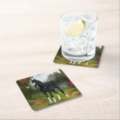 ブラックアラビアンホースプリント スクエアペーパーコースター (インサイチュ)